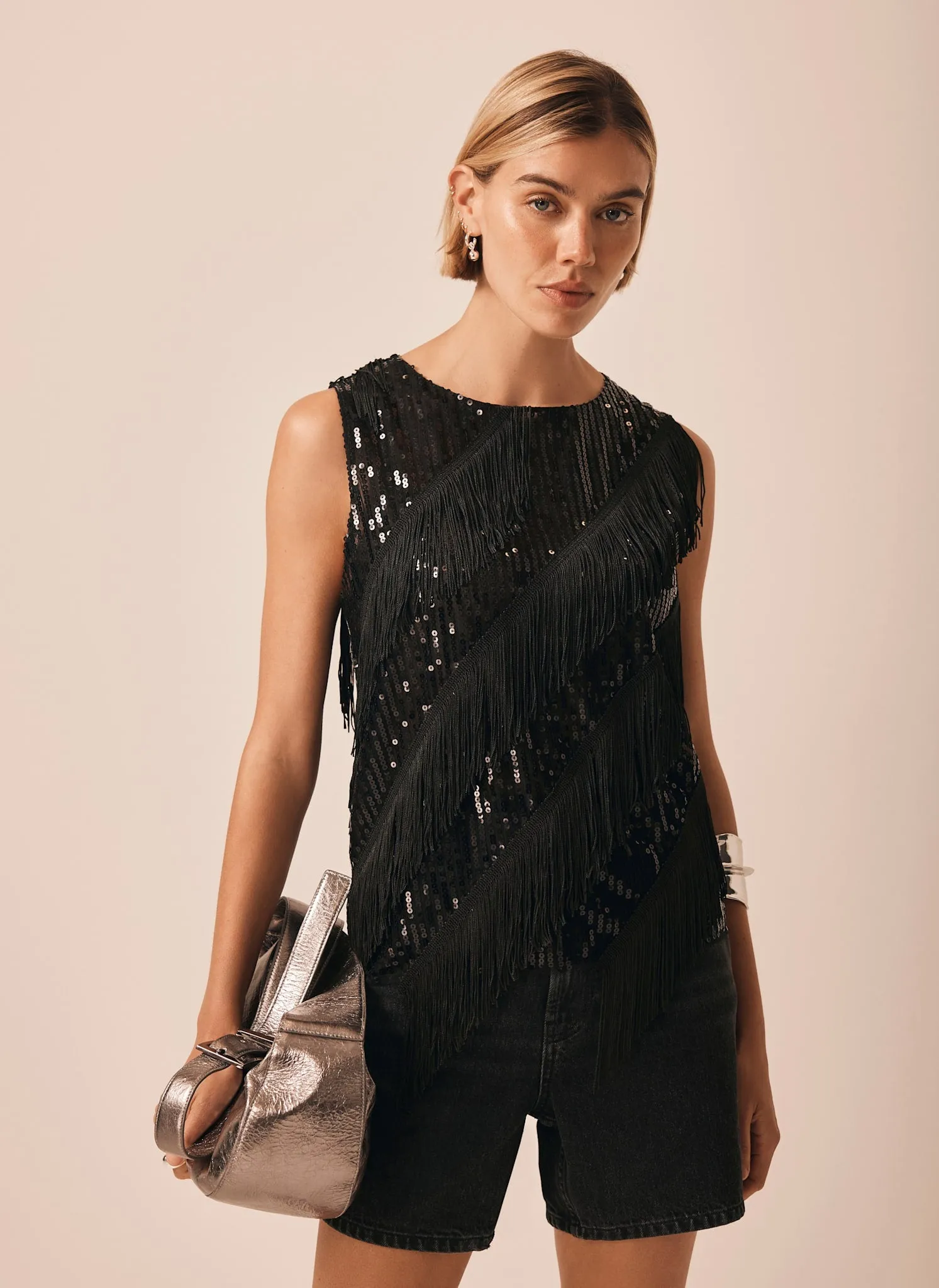 Black Sequin Tassel Top sold by Mint Velvet product image thumbnail 3