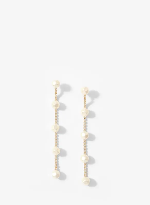 Gold Tone Diamante Pearl Drop Earrings sold by Mint Velvet