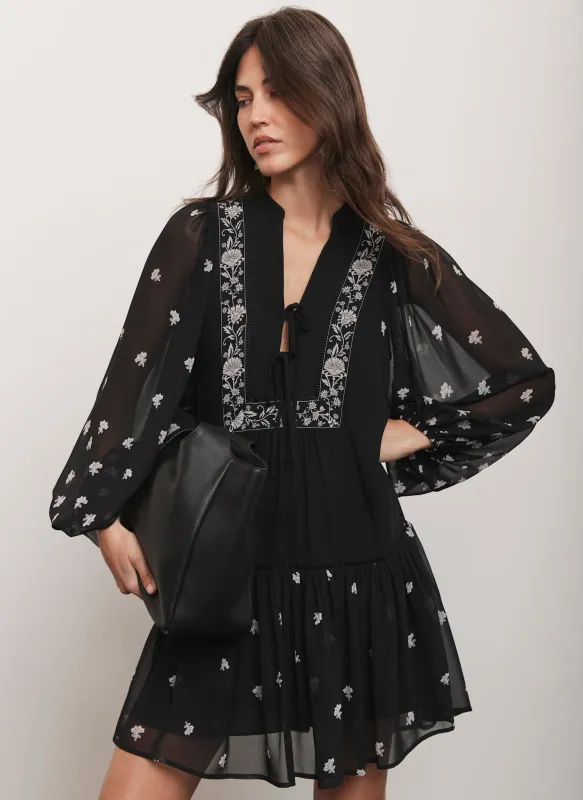 Black Floral Print Boho Mini Dress sold by Mint Velvet