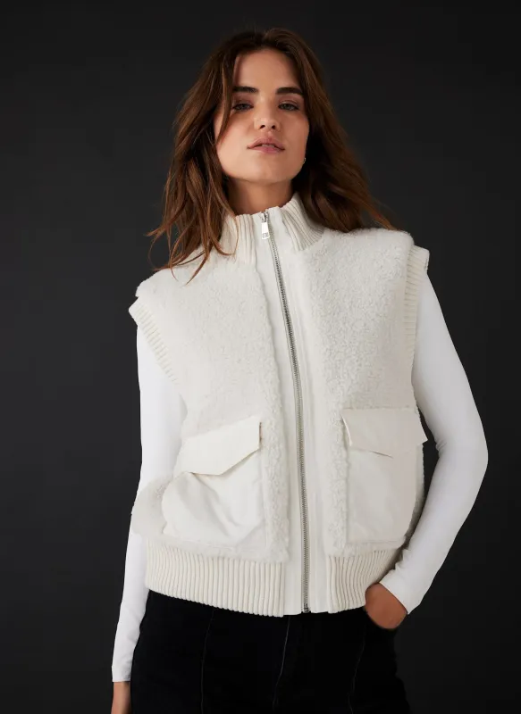 Cream Borg Knit Gilet sold by Mint Velvet