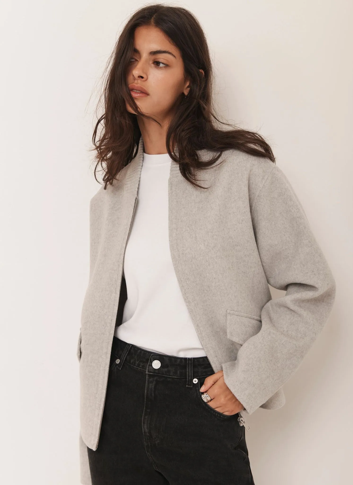 Grey Minimalist Wool Jacket sold by Mint Velvet product image thumbnail 5