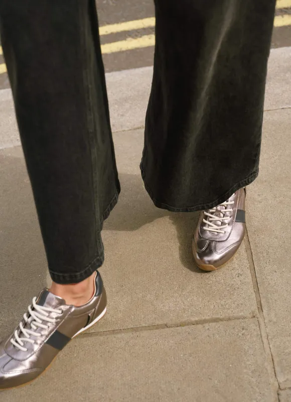 Kiko Silver Leather Trainers sold by Mint Velvet