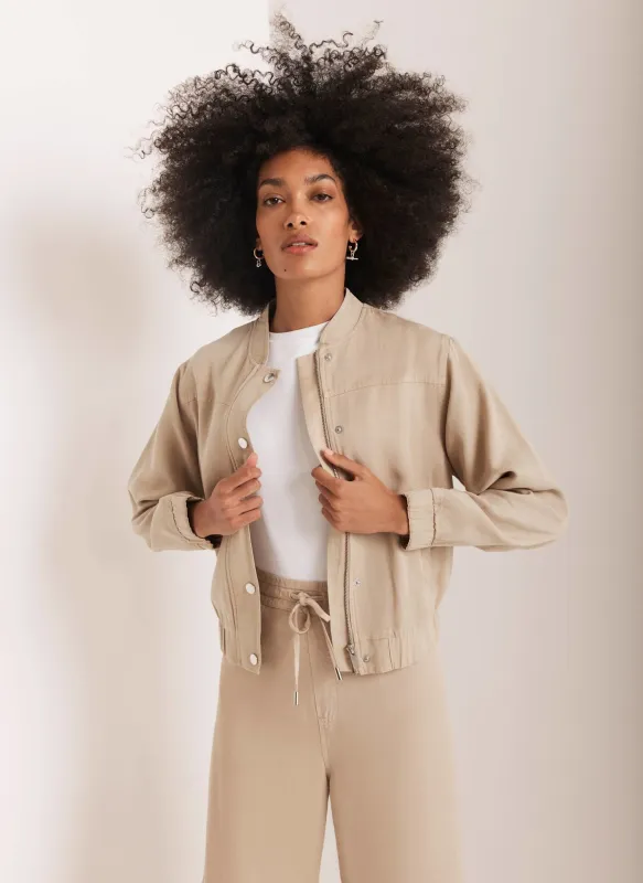 Neutral Washed Bomber Jacket sold by Mint Velvet