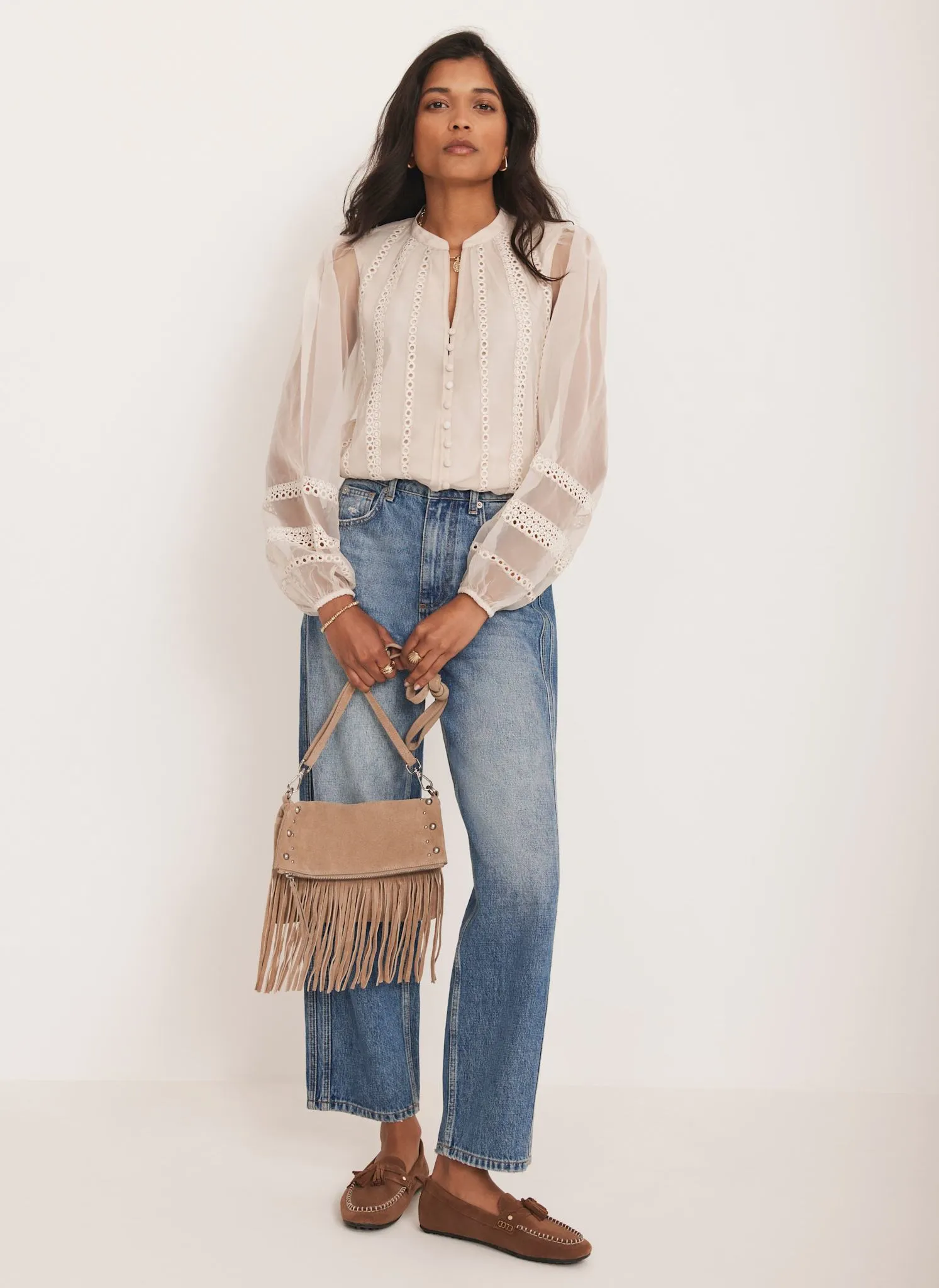 Neutral Sheer Trim Detail Top sold by Mint Velvet product image thumbnail 5