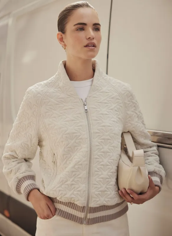 Cream Star Quilted Bomber Jacket sold by Mint Velvet