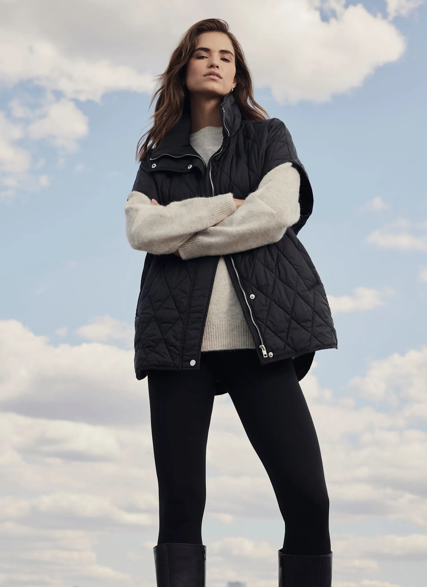 Black Quilted Oversized Gilet sold by Mint Velvet product image thumbnail 5