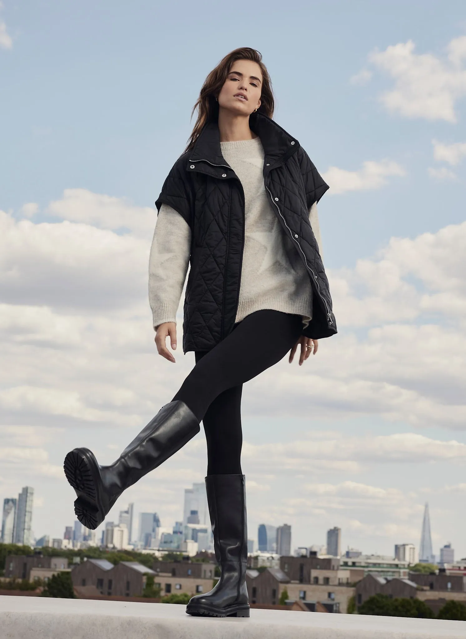 Black Quilted Oversized Gilet sold by Mint Velvet product image thumbnail 3