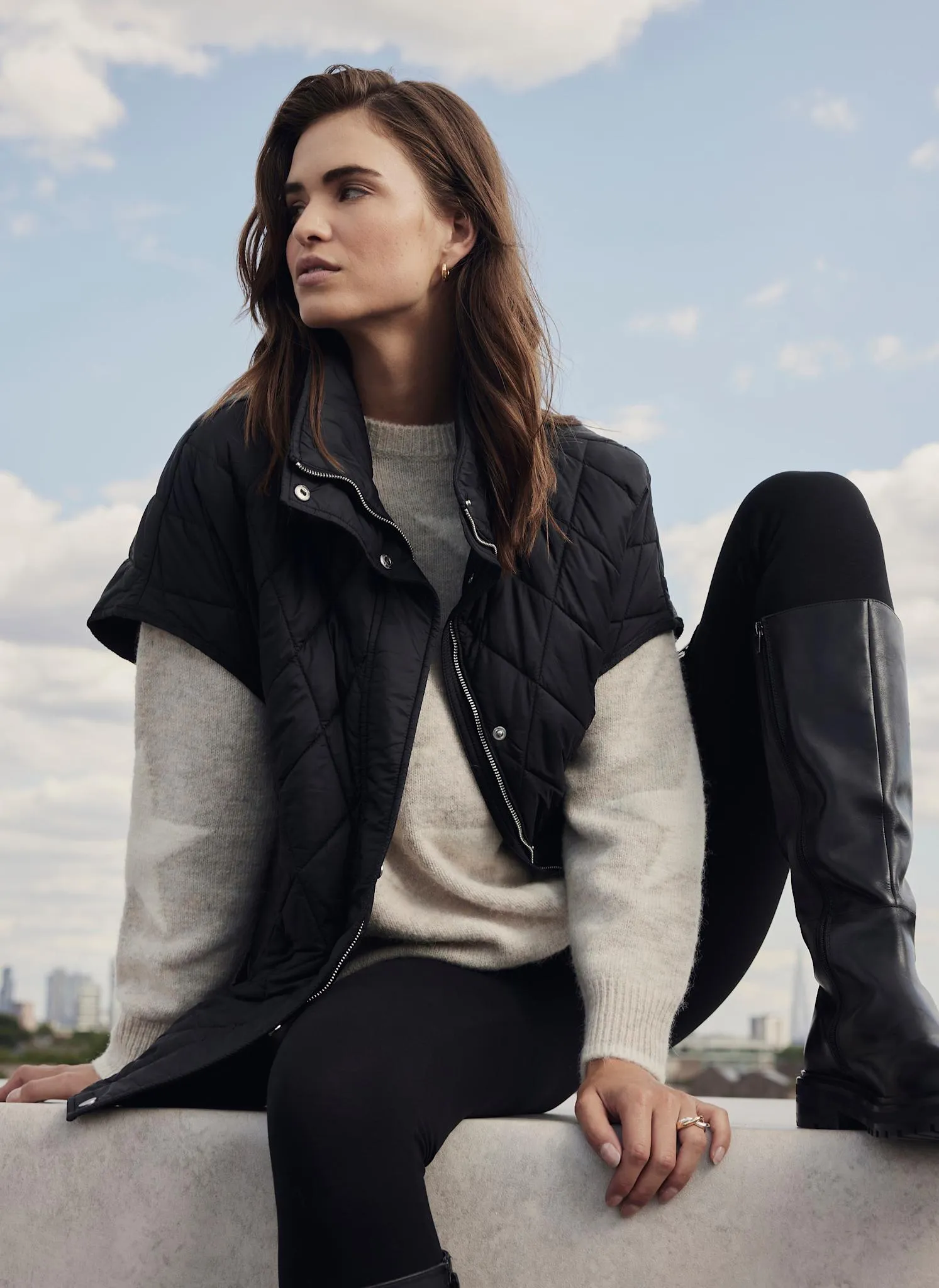 Black Quilted Oversized Gilet sold by Mint Velvet