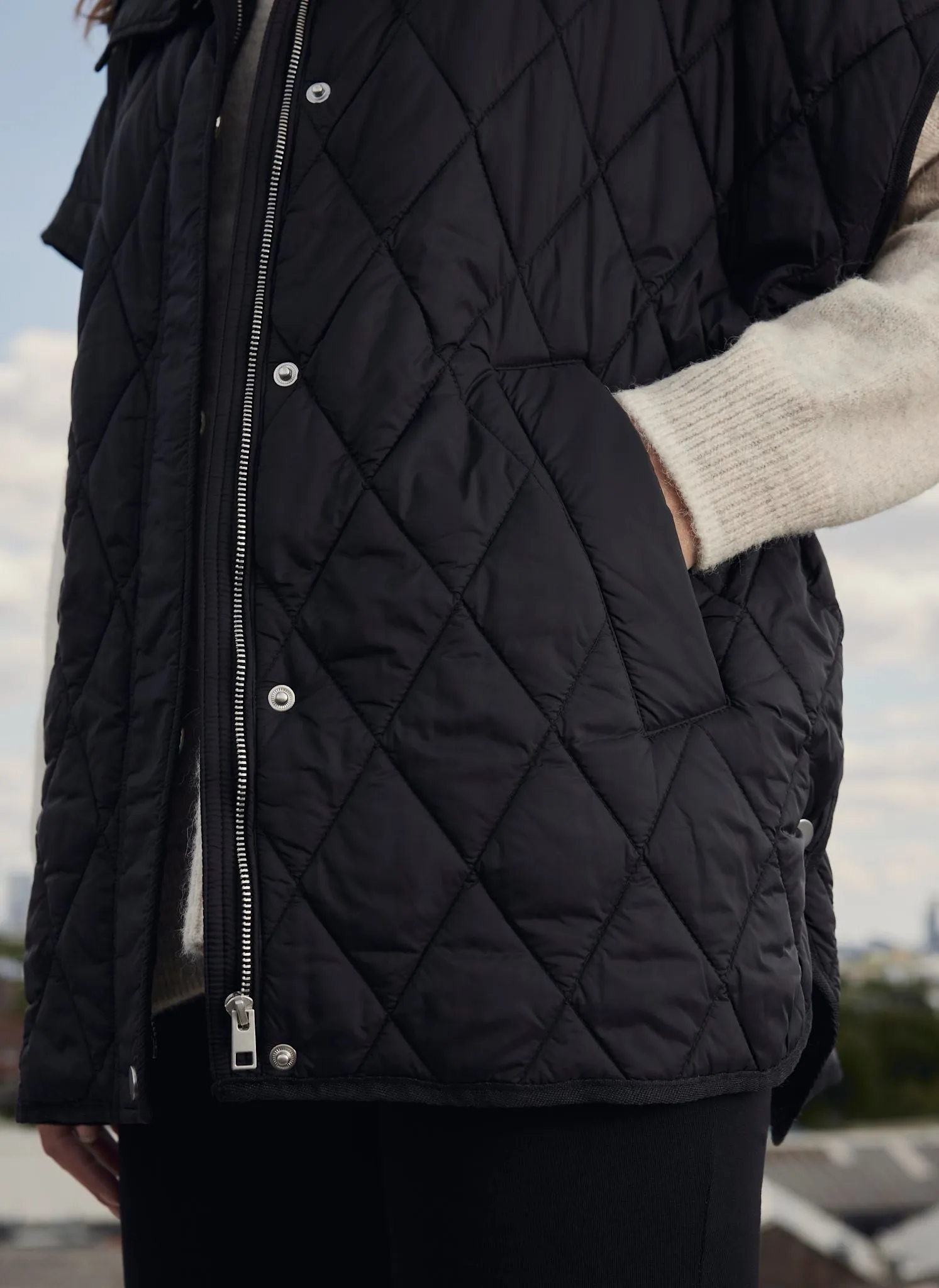 Black Quilted Oversized Gilet sold by Mint Velvet product image thumbnail 4