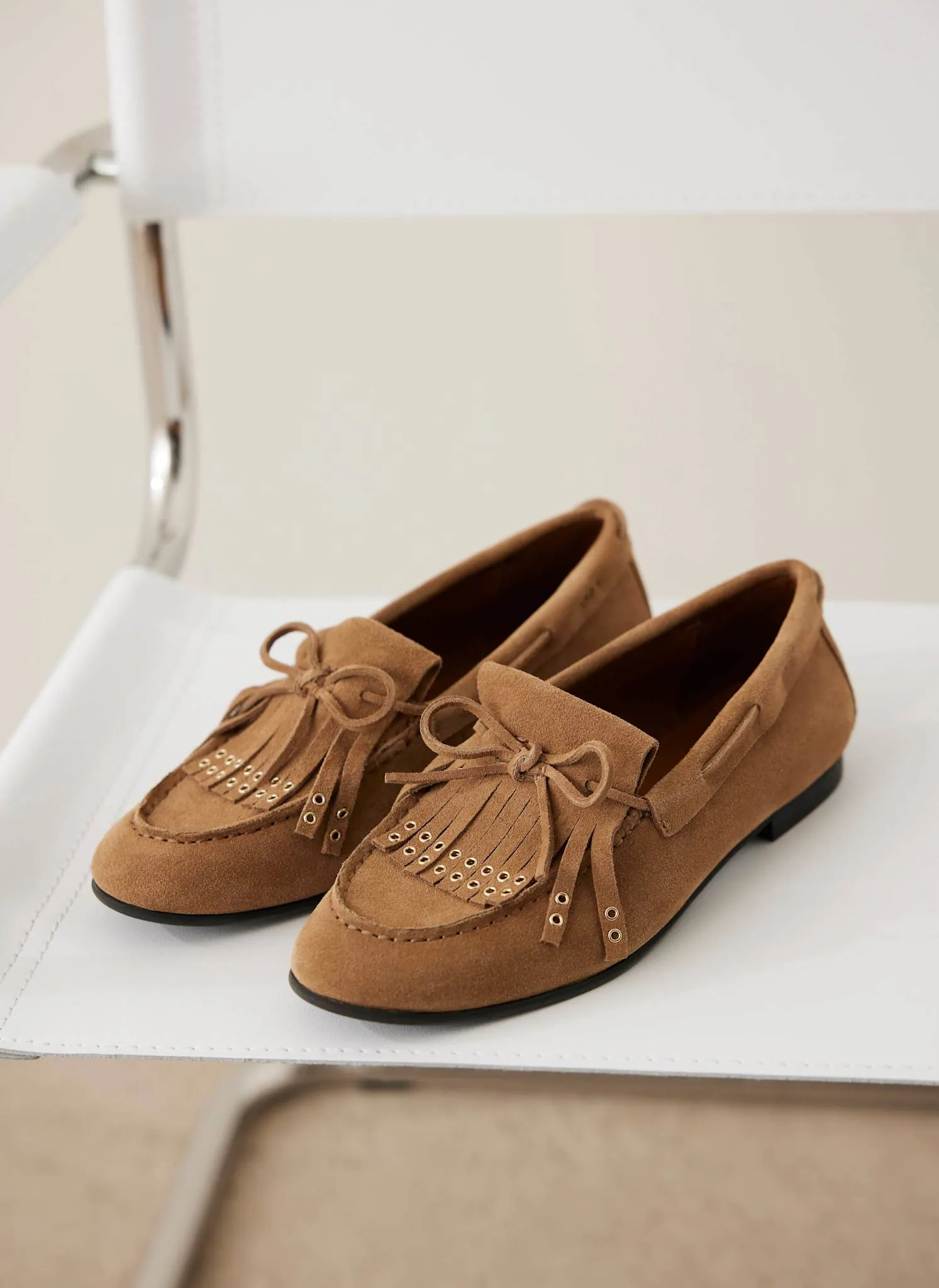 Melba Neutral Suede Loafers sold by Mint Velvet product image thumbnail 3