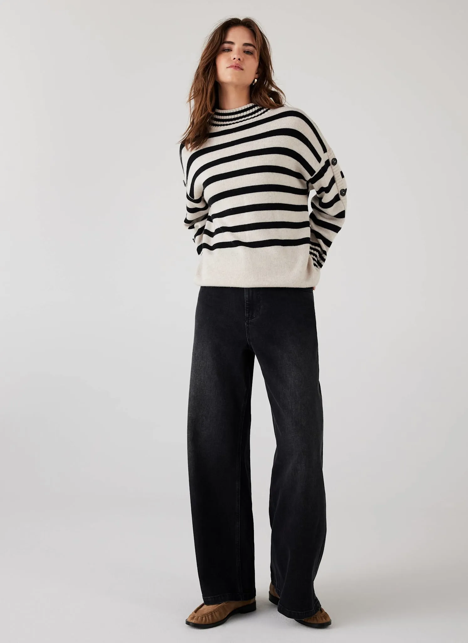 Cream Wool Blend Striped Longline Jumper sold by Mint Velvet product image thumbnail 3