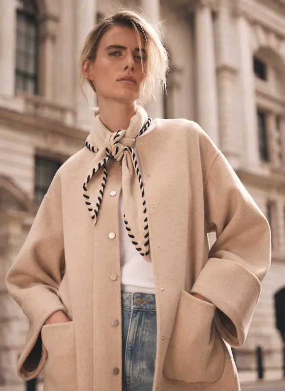 Neutral Whipstitch Triangle Neck Scarf sold by Mint Velvet