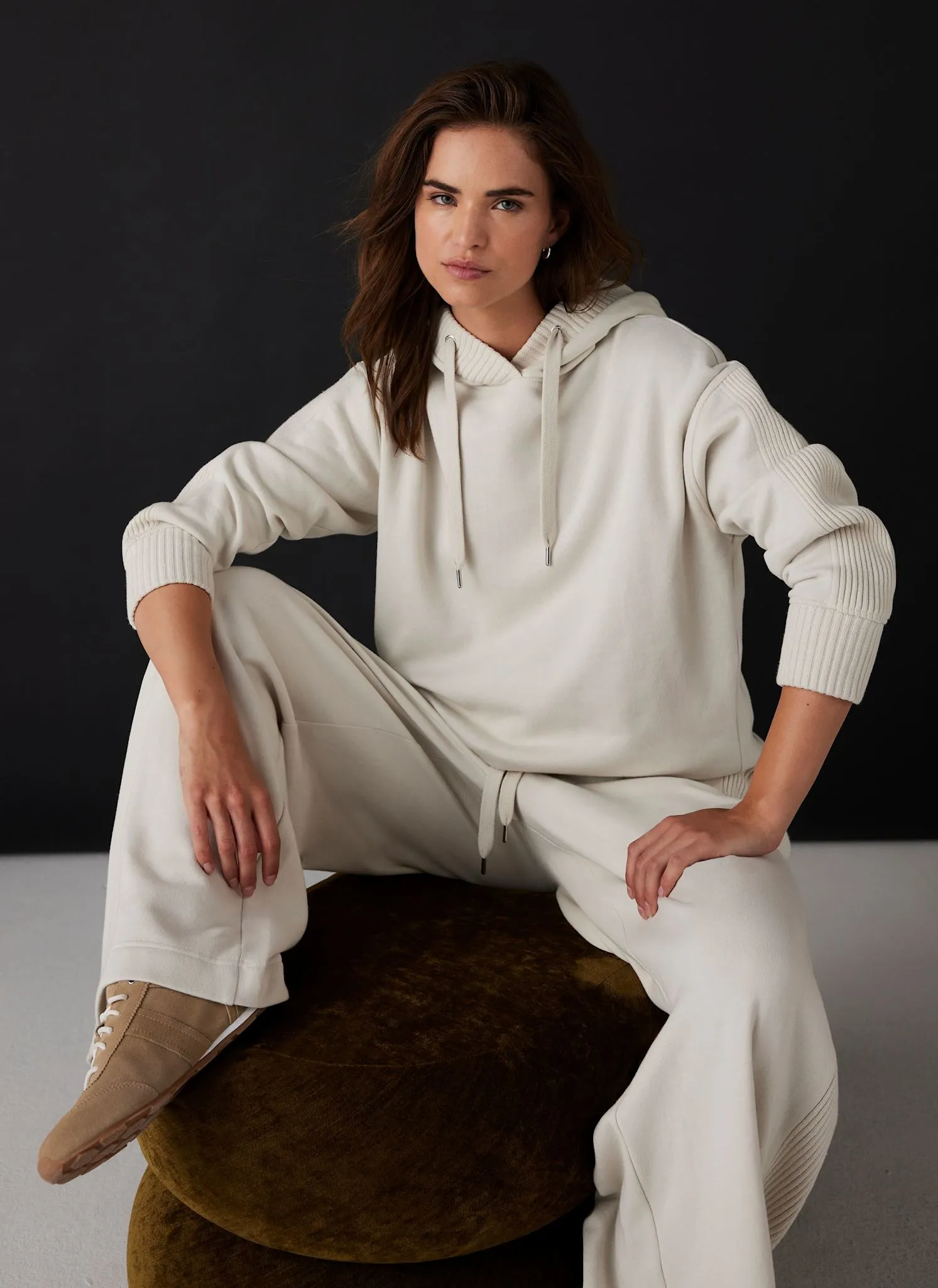 Cream Cotton Blend Hooded Sweatshirt sold by Mint Velvet