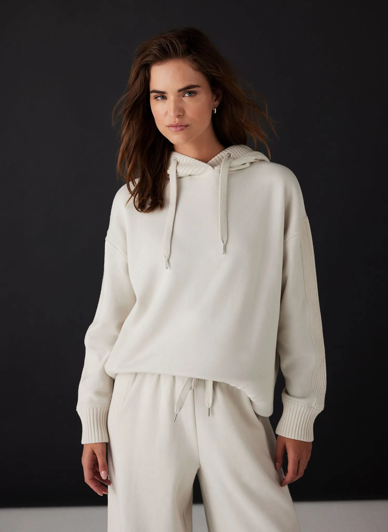 Cream Cotton Blend Hooded Sweatshirt sold by Mint Velvet product image thumbnail 5