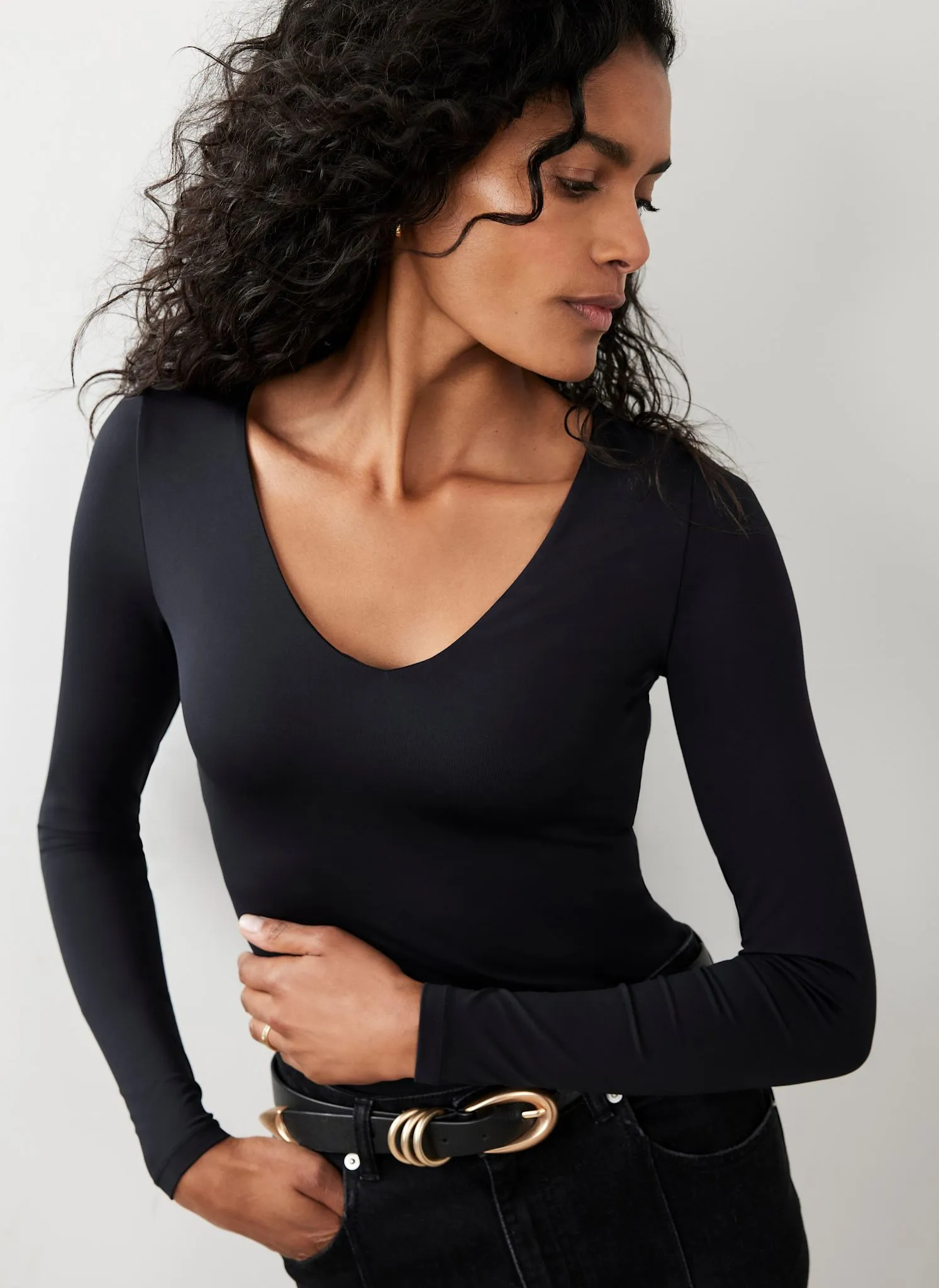 Black V Neck Layering Top sold by Mint Velvet product image thumbnail 2