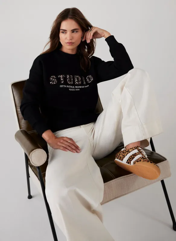 Black Studio Slogan Sweatshirt sold by Mint Velvet