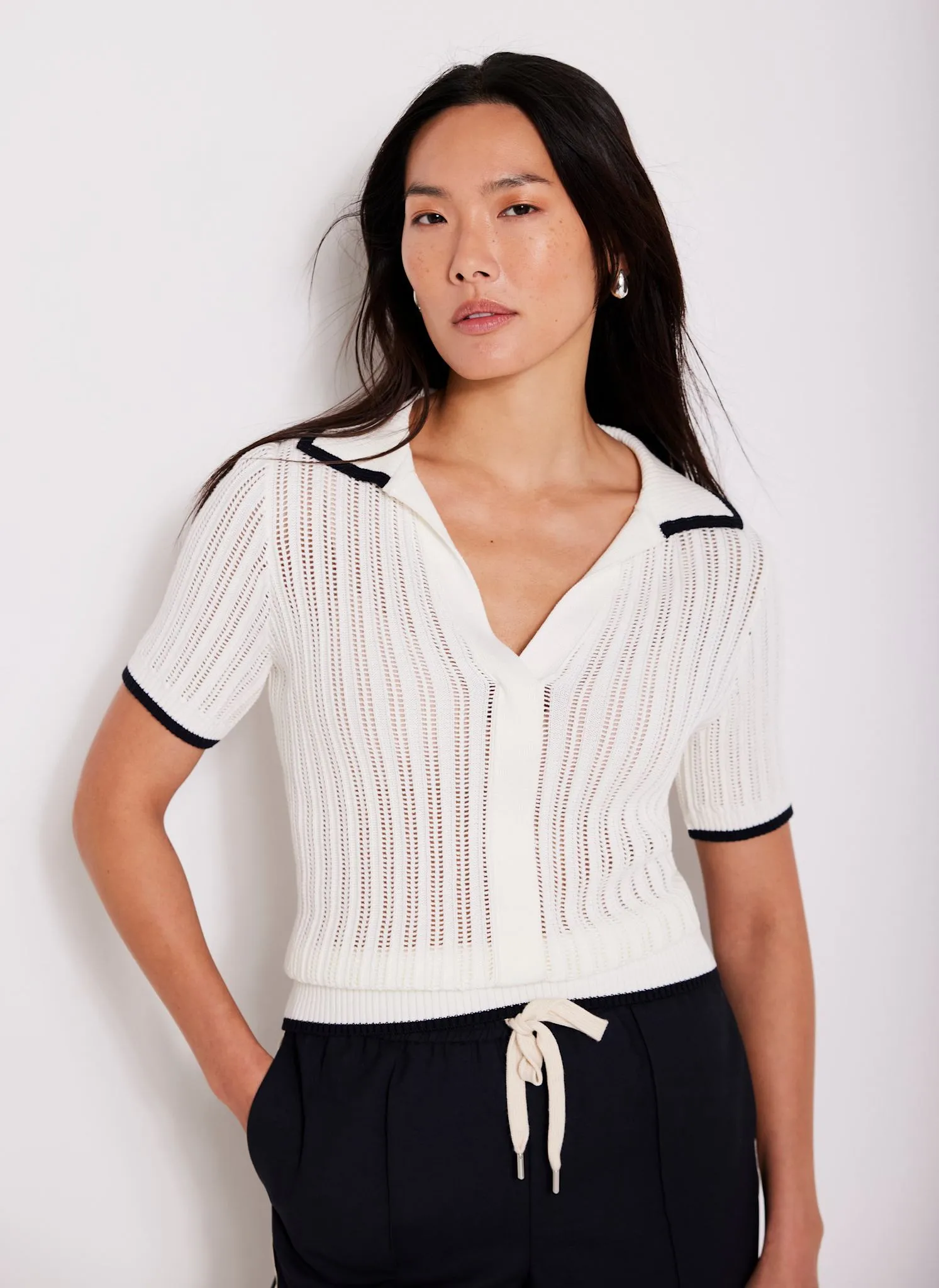 White Cotton Mix Polo Top sold by Mint Velvet product image thumbnail 4