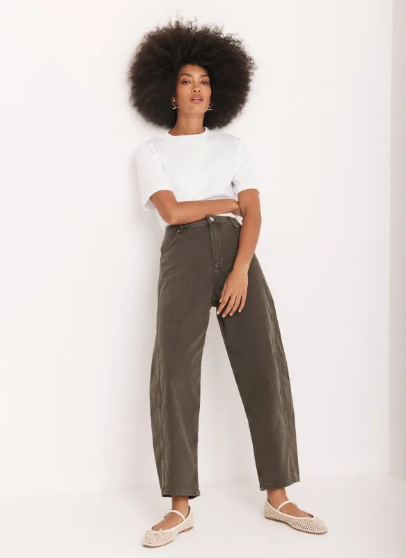Khaki Barrel Leg Jeans sold by Mint Velvet