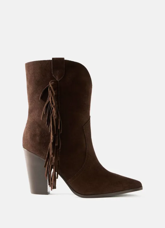 Flossie Brown Suede Tassel Boots sold by Mint Velvet