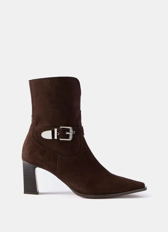 Blair Brown Suede Buckled Ankle Boots sold by Mint Velvet