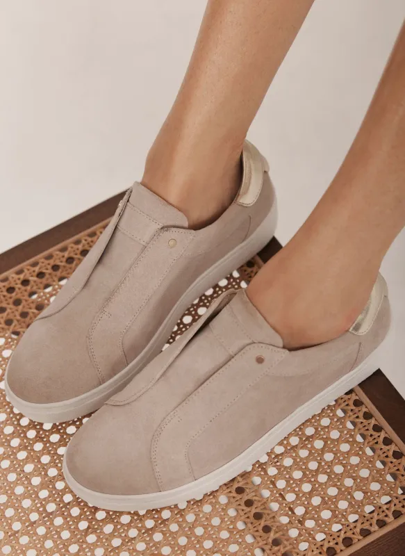 Indie Neutral Suede Slip On Trainers sold by Mint Velvet
