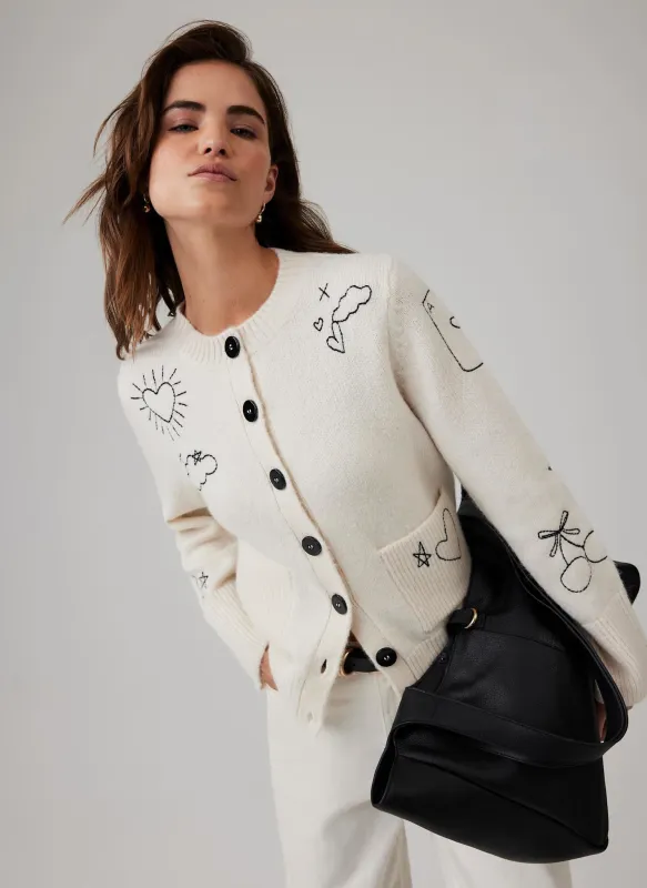 White Embroidered Knit Cardigan sold by Mint Velvet