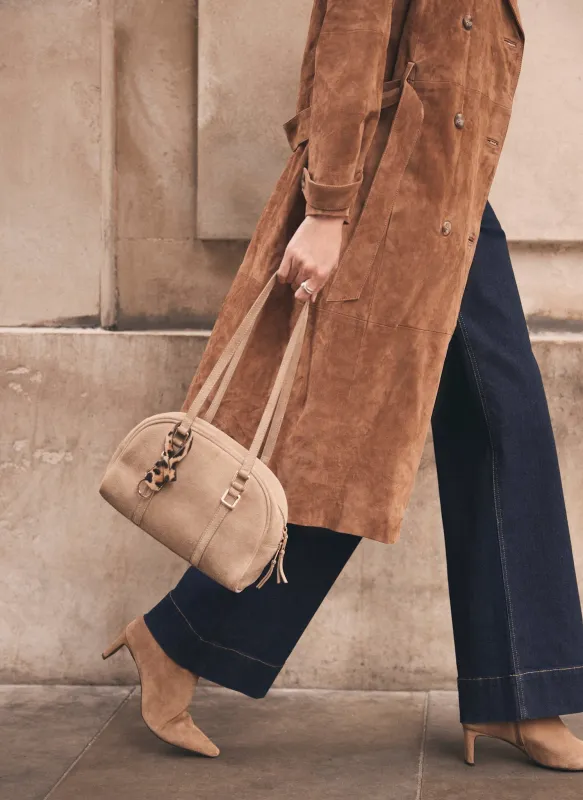 Otti Neutral Suede Shoulder Bag sold by Mint Velvet