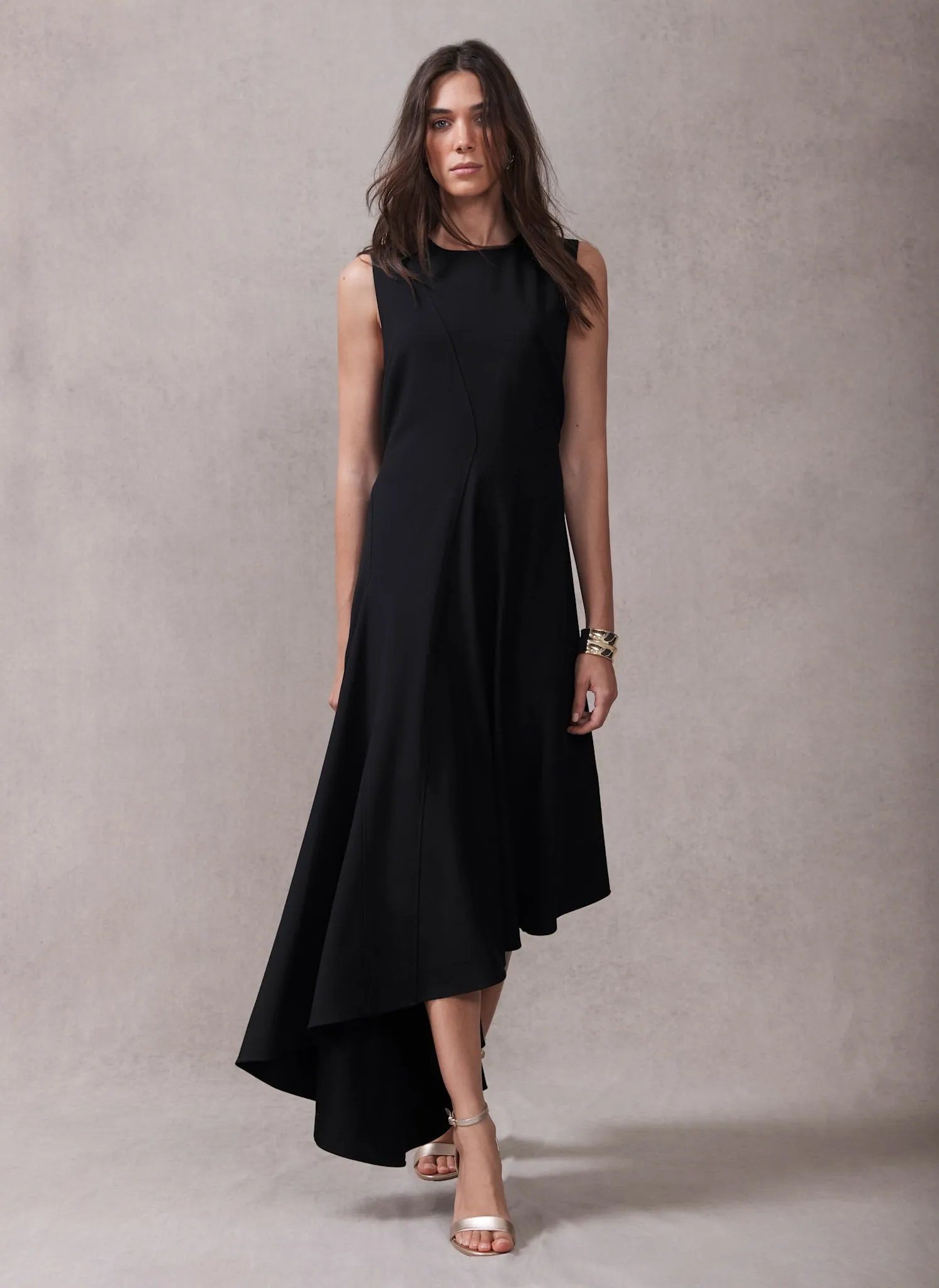 Black Asymmetric Midi Dress sold by Mint Velvet