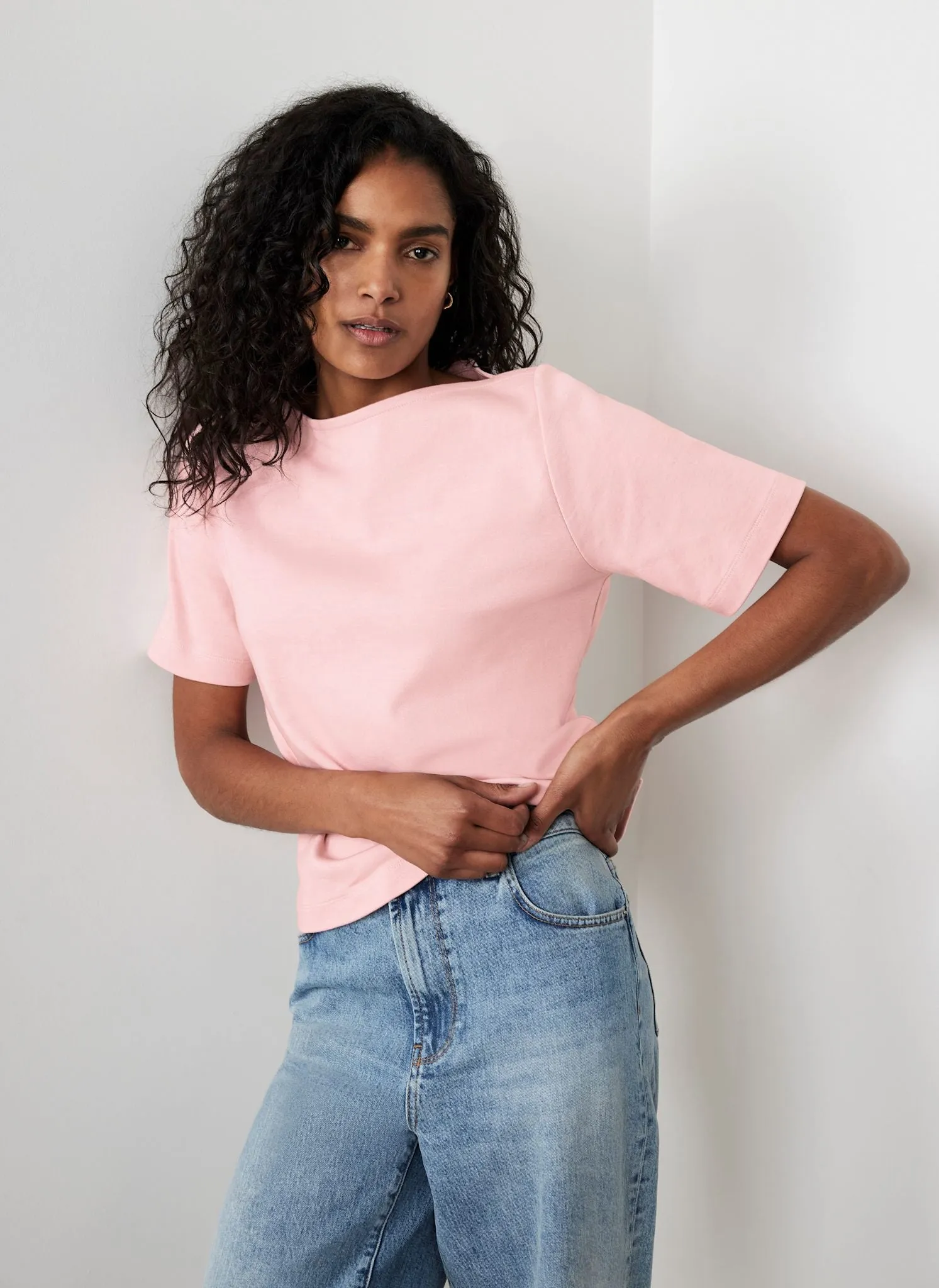 Pink Slash Neck T-Shirt sold by Mint Velvet product image thumbnail 2