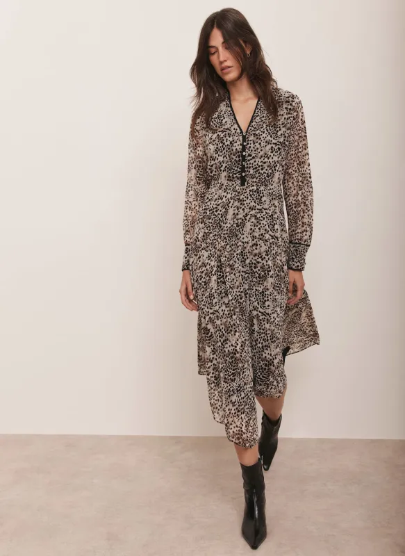 Leopard Print Asymmetric Midi Dress made by Mint Velvet