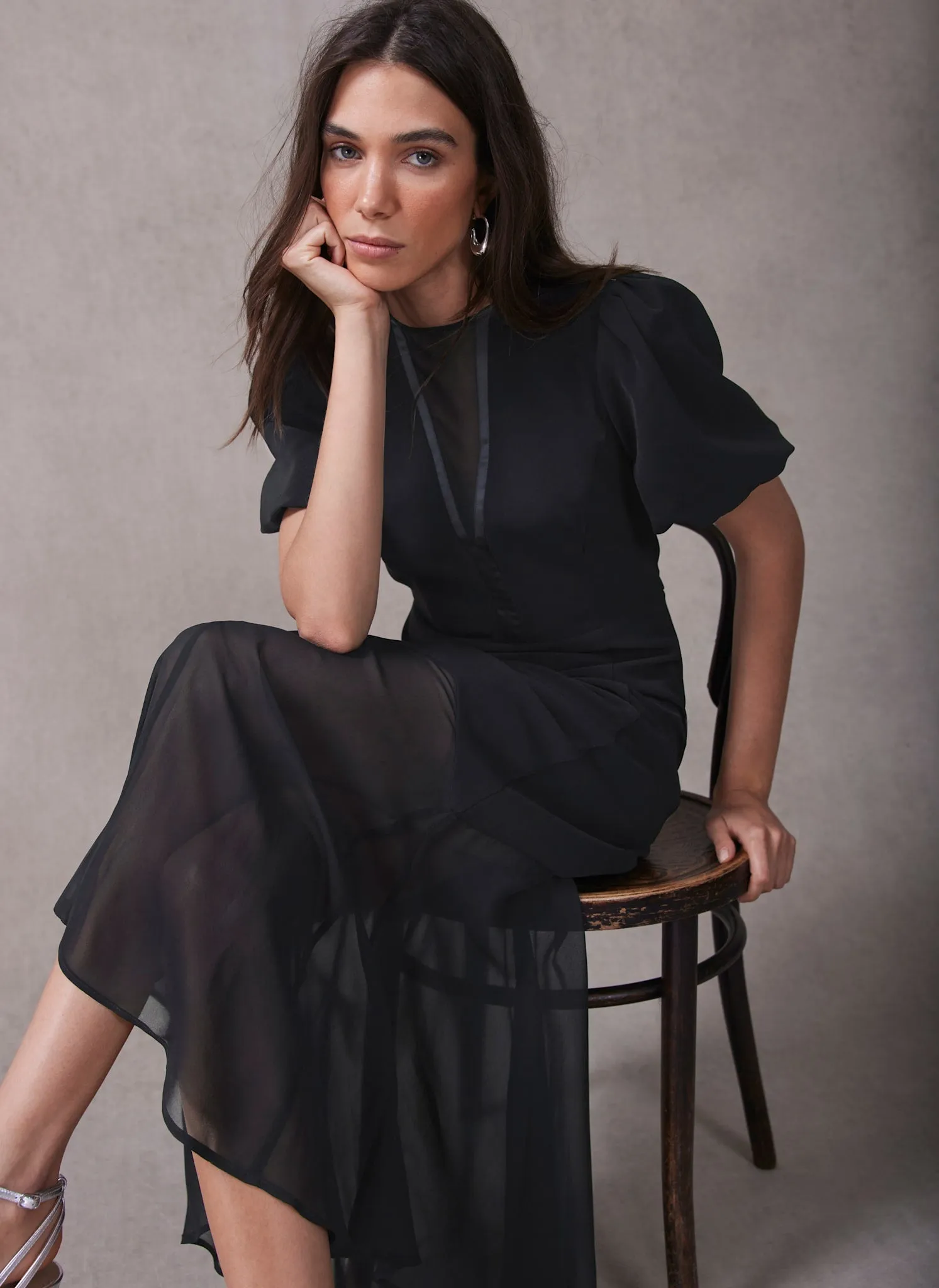 Black Puff Sleeve Maxi Dress sold by Mint Velvet product image thumbnail 2