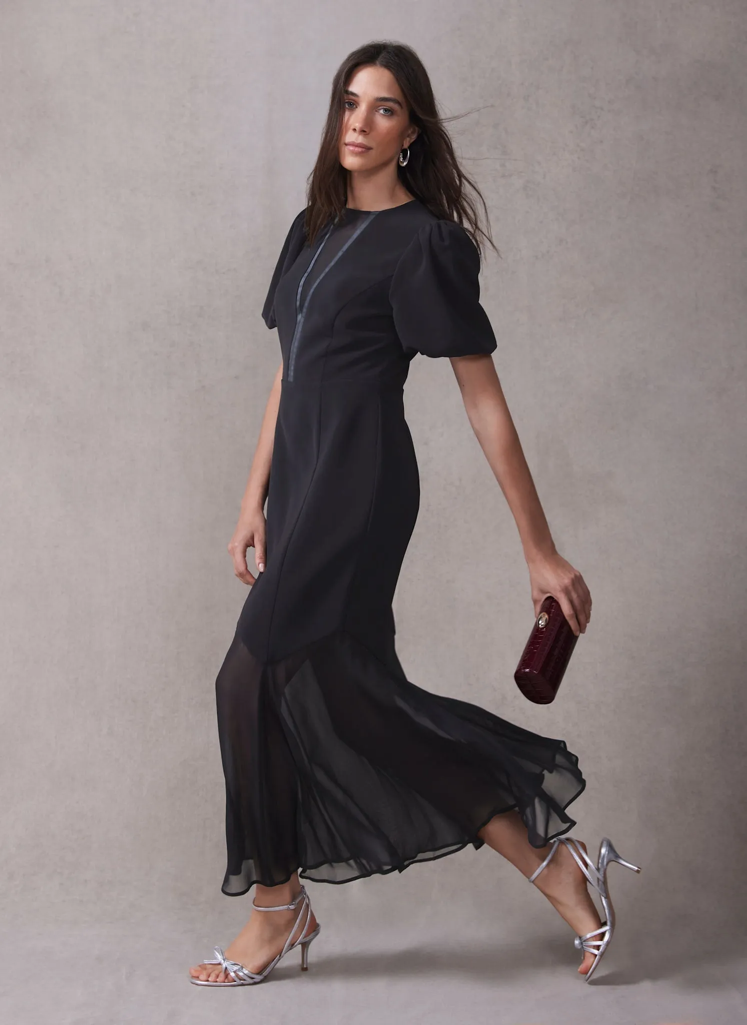 Black Puff Sleeve Maxi Dress sold by Mint Velvet product image thumbnail 3