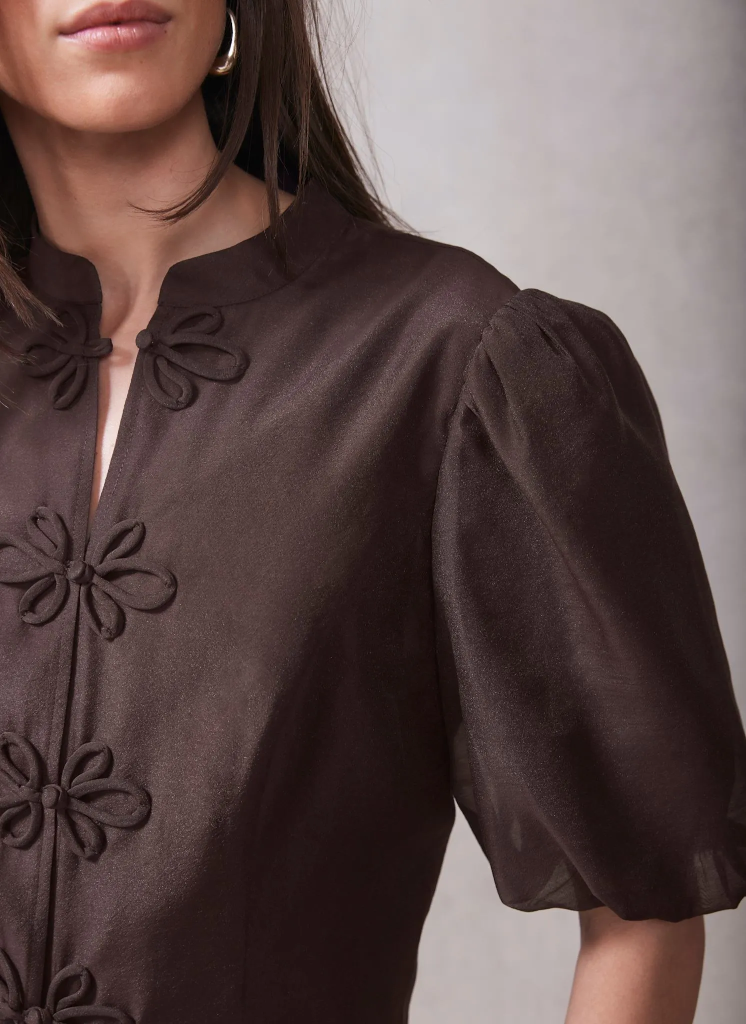 Burgundy Puff Sleeve Top sold by Mint Velvet product image thumbnail 4