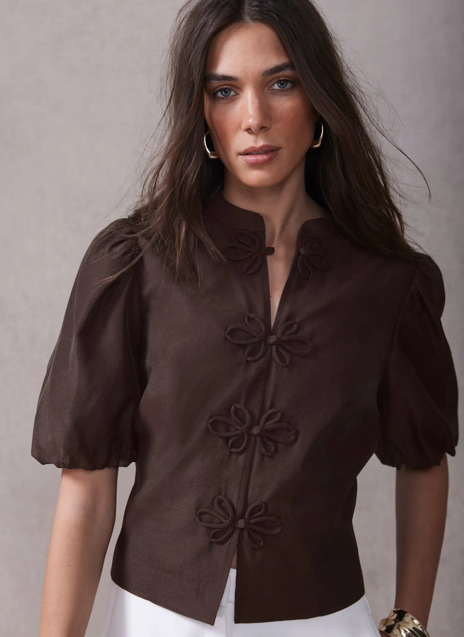 Burgundy Puff Sleeve Top sold by Mint Velvet product image thumbnail 3