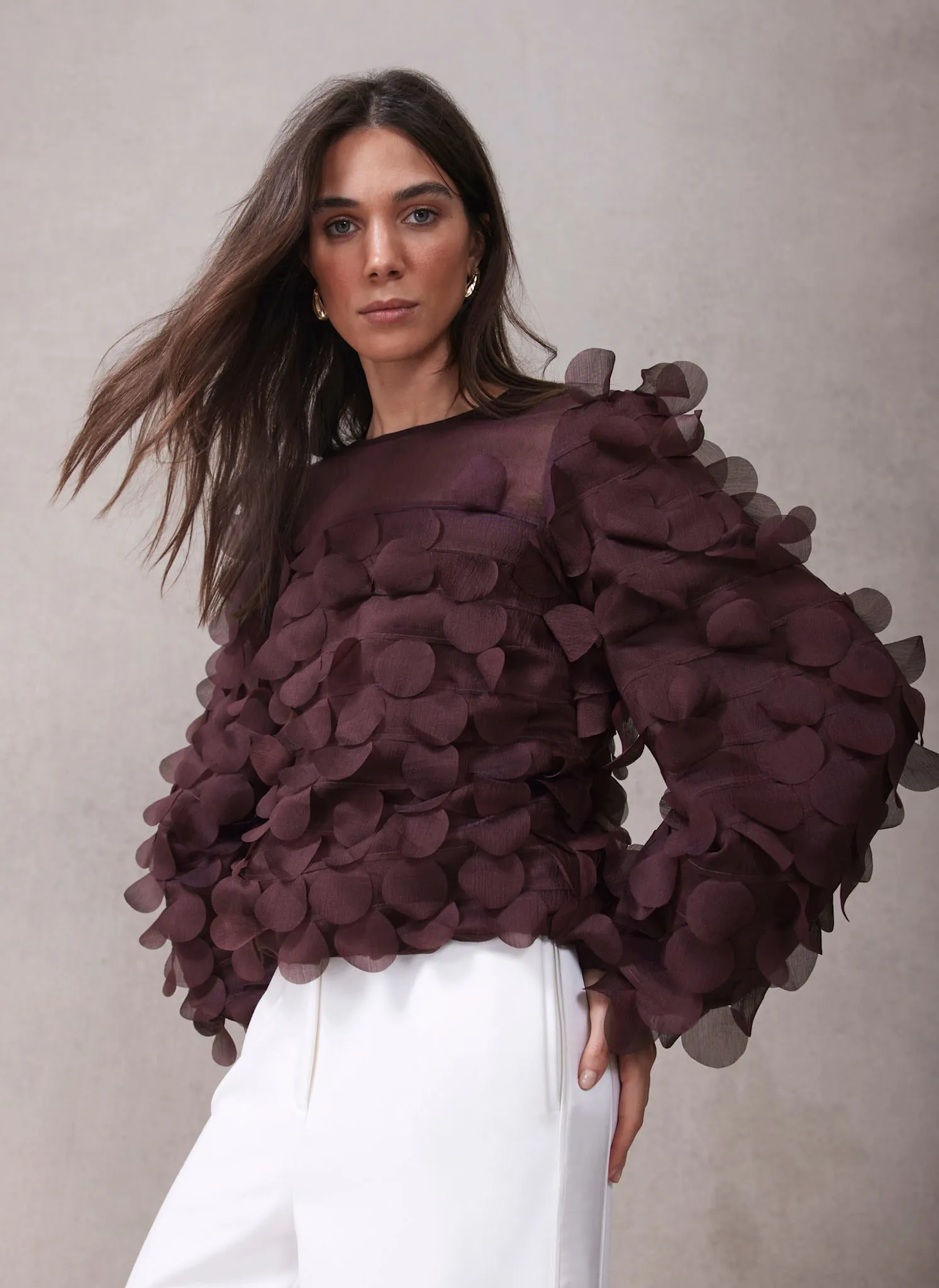 Burgundy Textured Disc Top sold by Mint Velvet product image thumbnail 3