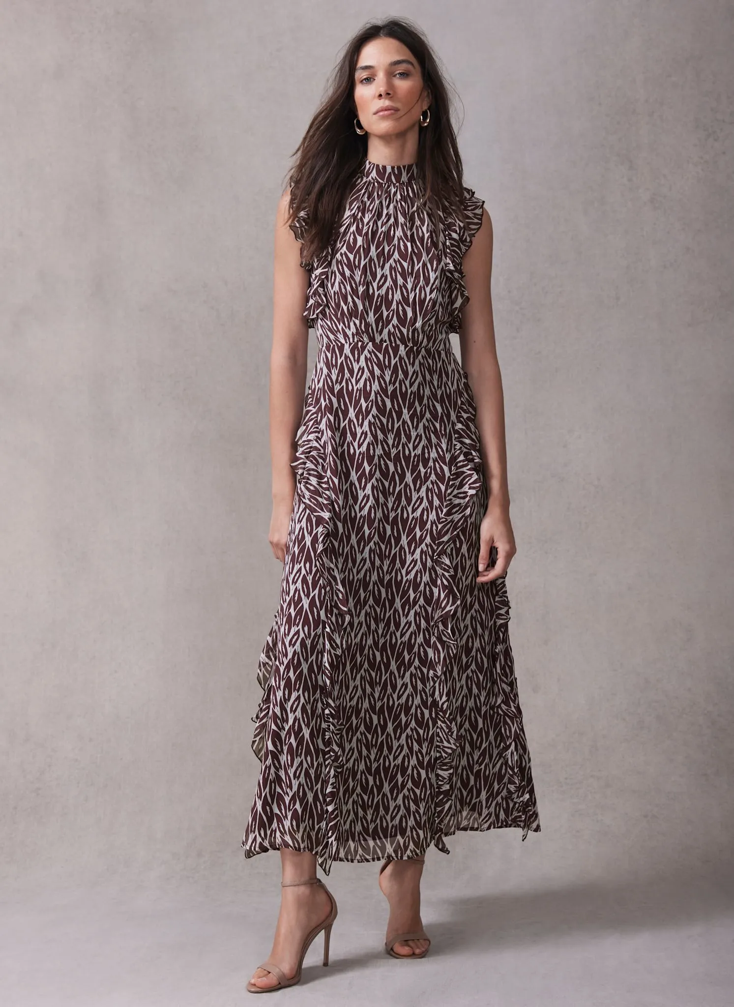 Burgundy Leaf Print Maxi Dress sold by Mint Velvet product image thumbnail 4