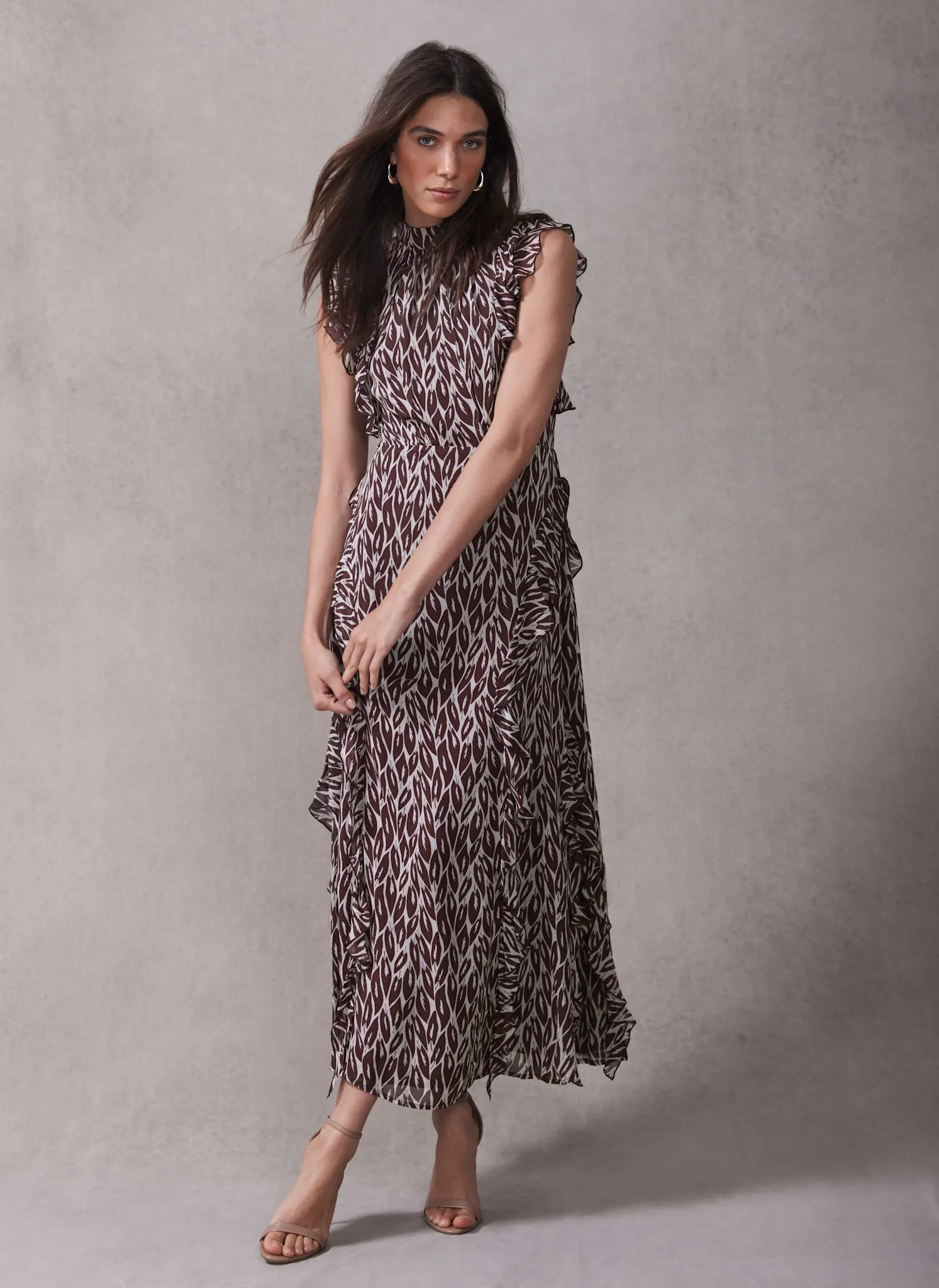Burgundy Leaf Print Maxi Dress sold by Mint Velvet product image thumbnail 2