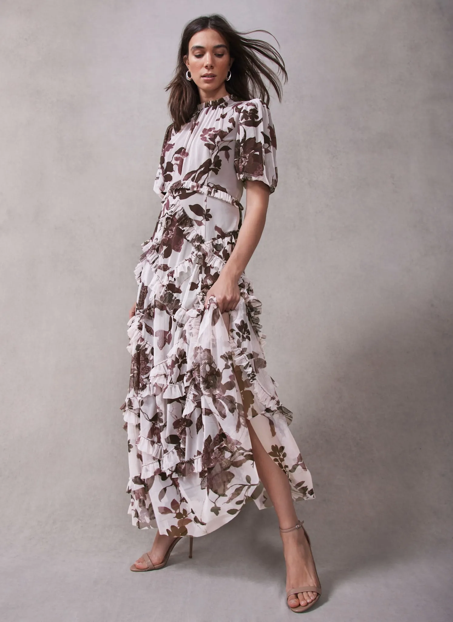 Burgundy Floral Print Maxi Dress sold by Mint Velvet