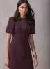 Burgundy Sheer Detail Maxi Dress sold by Mint Velvet