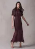 Burgundy Sheer Detail Maxi Dress sold by Mint Velvet