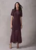 Burgundy Sheer Detail Maxi Dress sold by Mint Velvet