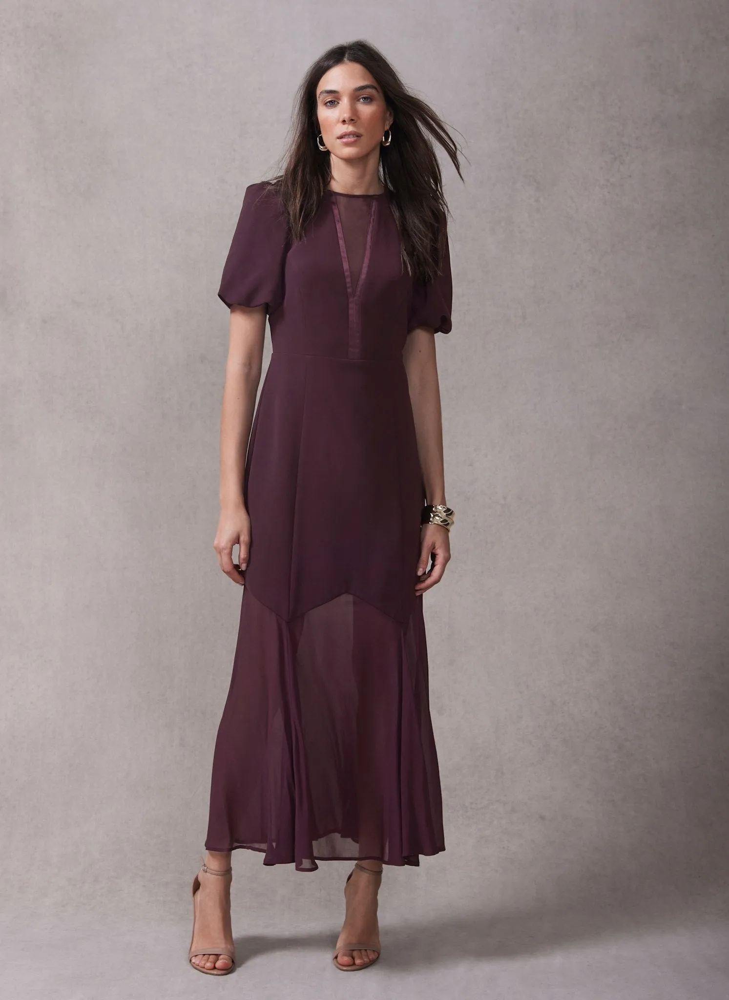 Burgundy Sheer Detail Maxi Dress sold by Mint Velvet product image thumbnail 2