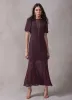 Burgundy Sheer Detail Maxi Dress sold by Mint Velvet