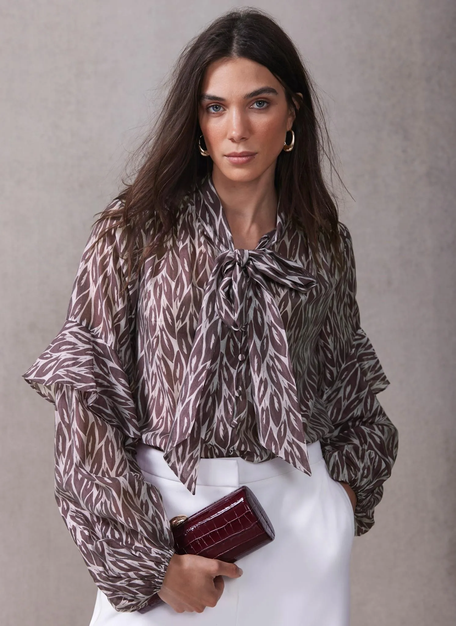 Burgundy Leaf Print Blouse sold by Mint Velvet product image thumbnail 3