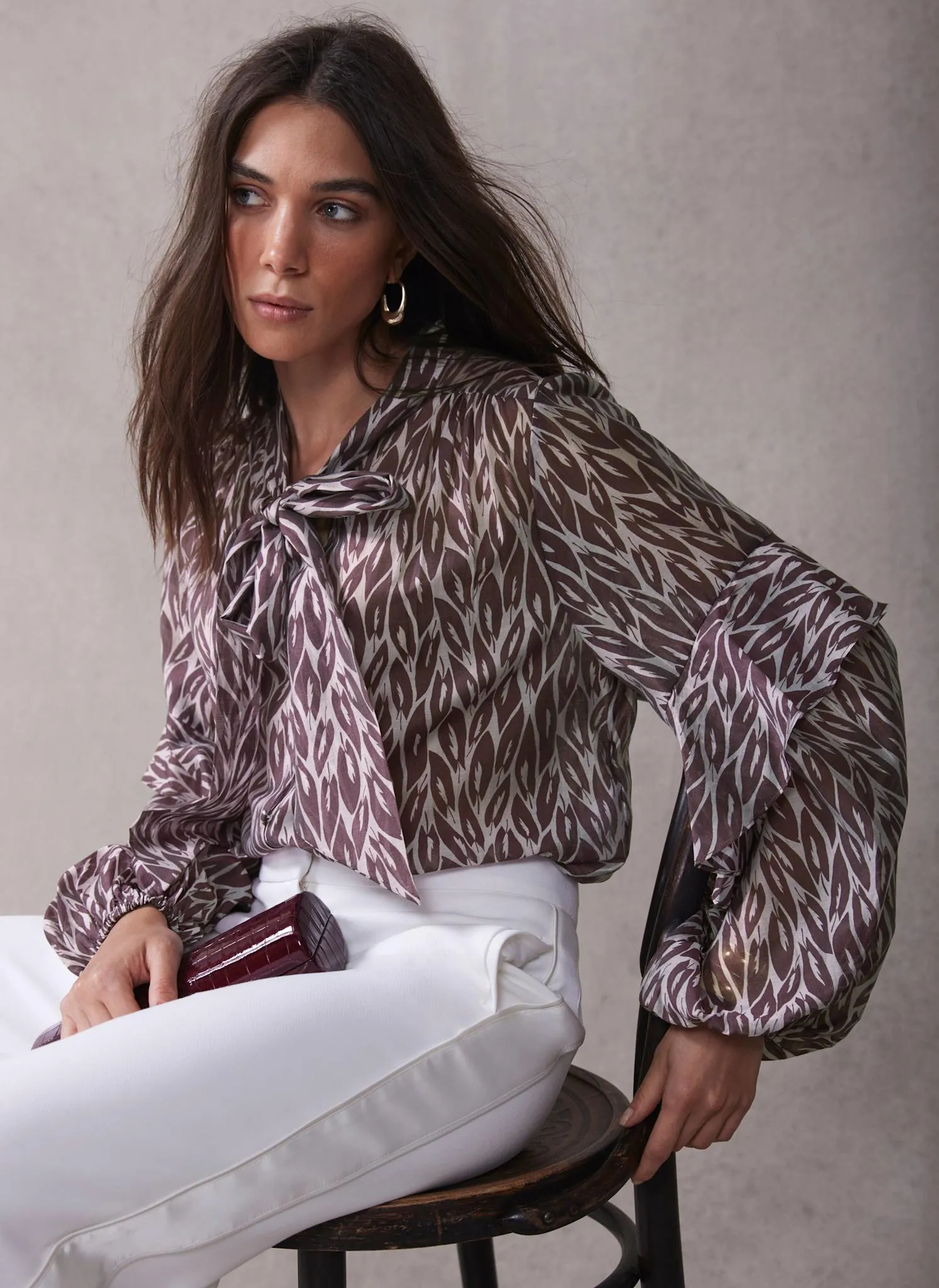 Burgundy Leaf Print Blouse sold by Mint Velvet product image thumbnail 4