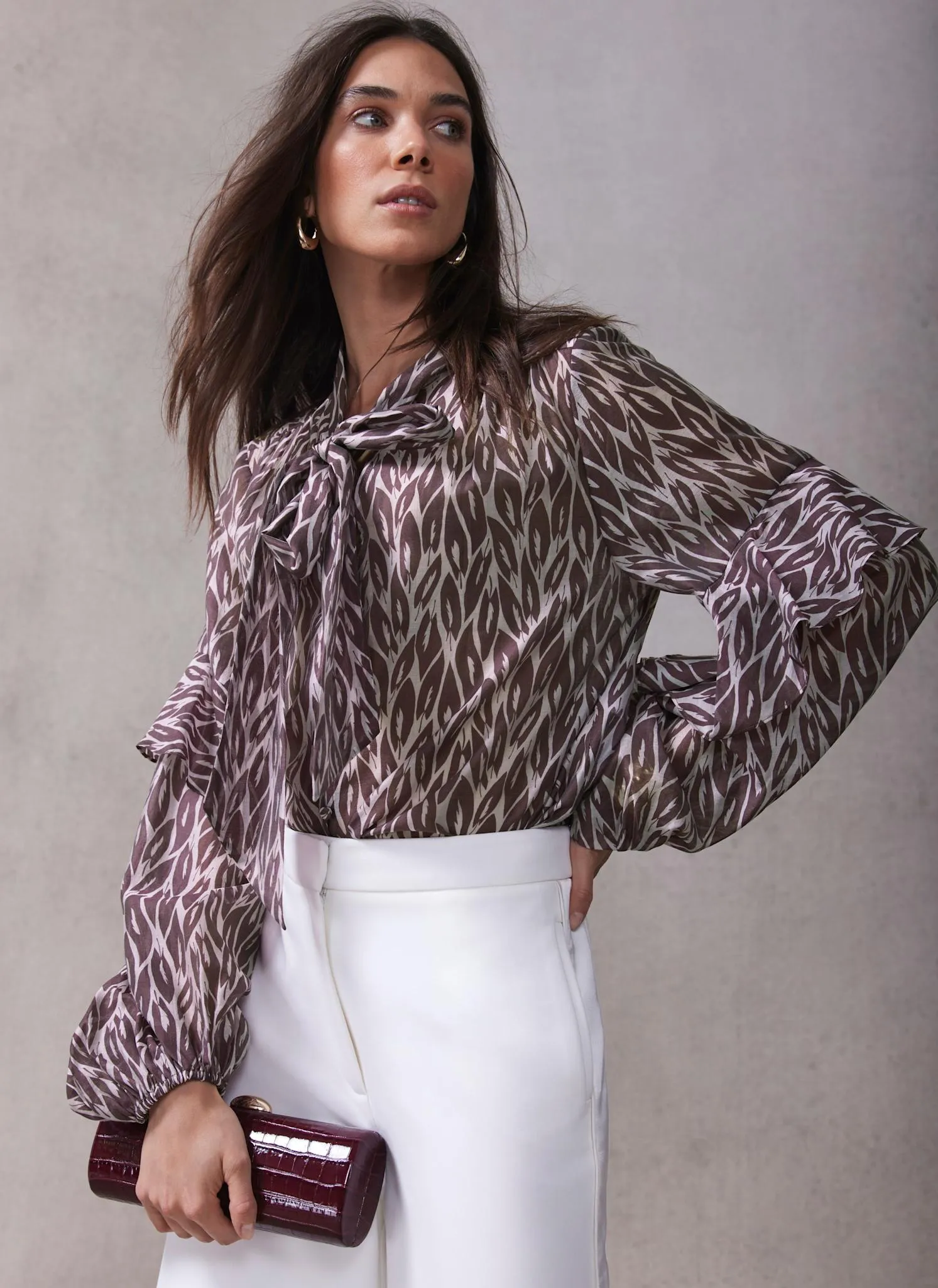 Burgundy Leaf Print Blouse sold by Mint Velvet product image thumbnail 2