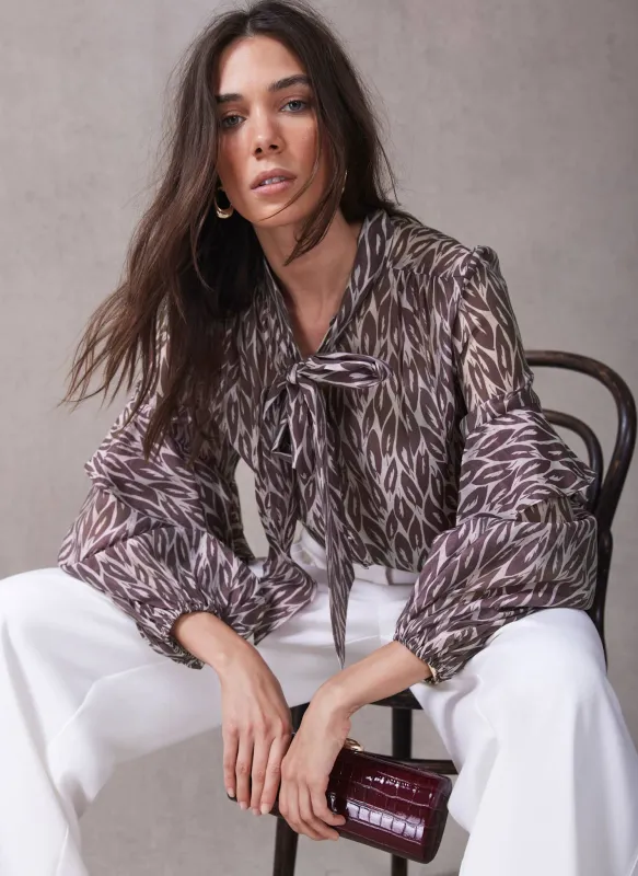 Burgundy Leaf Print Blouse sold by Mint Velvet