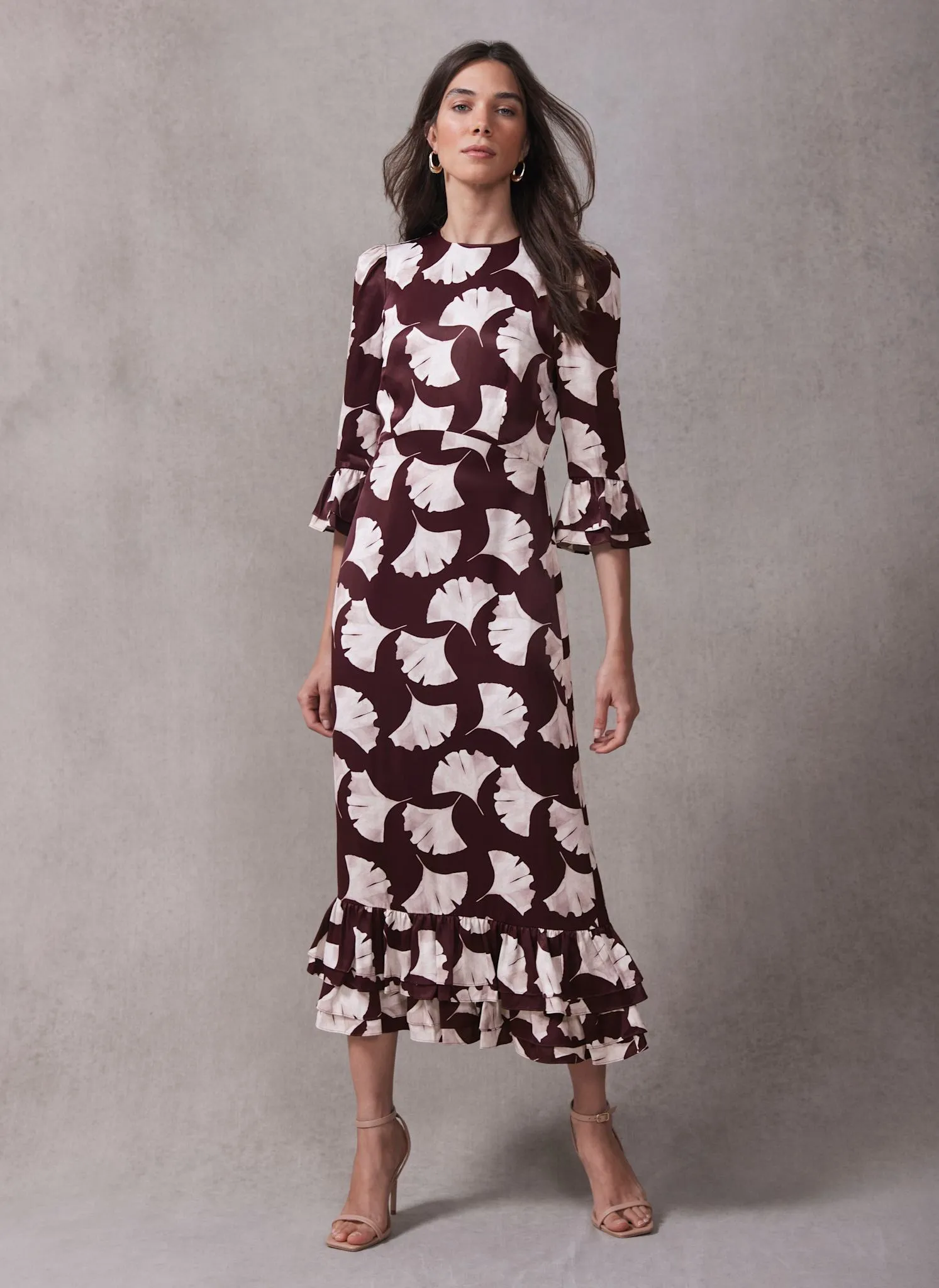 Burgundy Leaf Print Midi Dress sold by Mint Velvet product image thumbnail 5