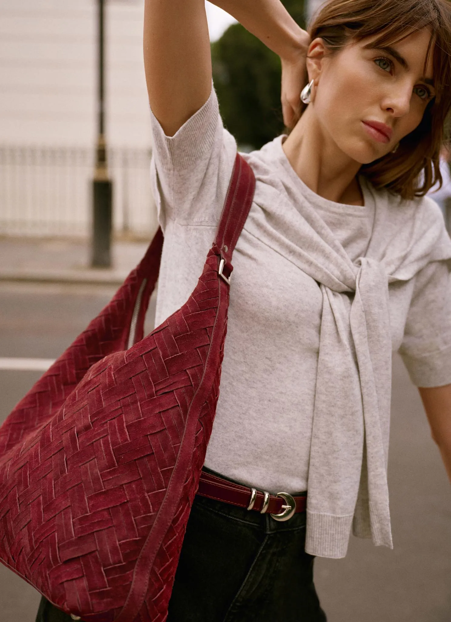 Grey Cotton Blend Scarf Detail Knit Top sold by Mint Velvet product image thumbnail 4