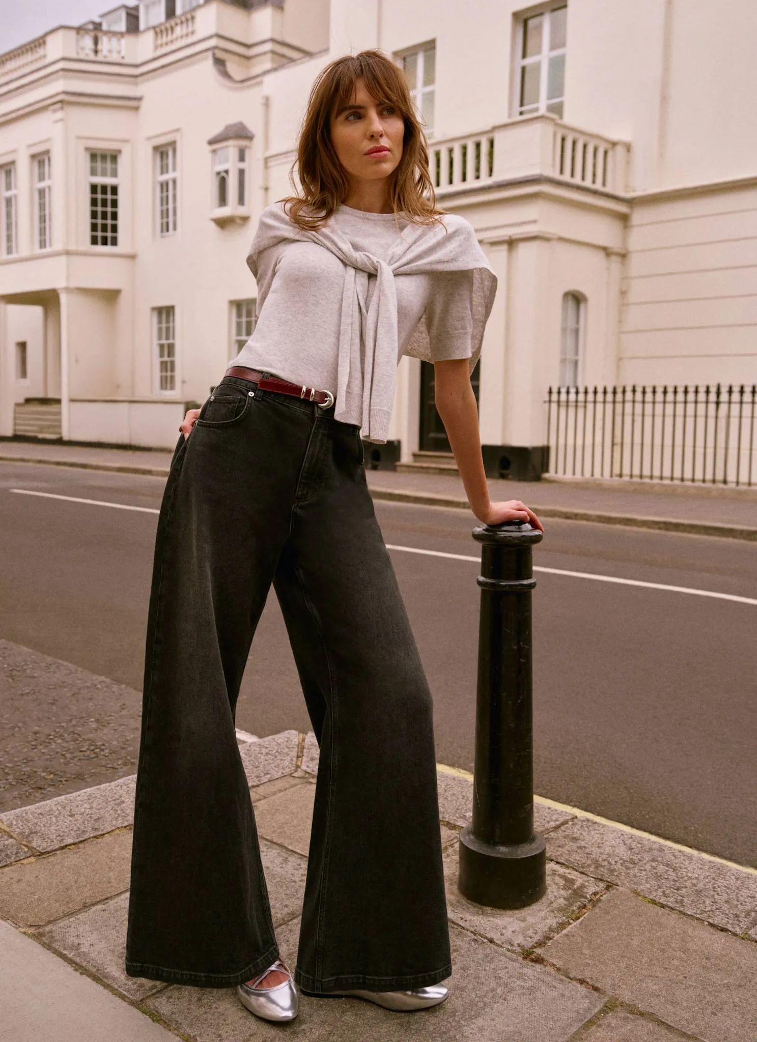 Grey Cotton Blend Scarf Detail Knit Top sold by Mint Velvet product image thumbnail 3